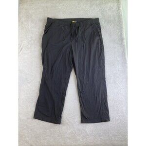 Eddie Bauer Travex Crop Pull on Pants Women's 14 Black Hiking Lightweight Nylon